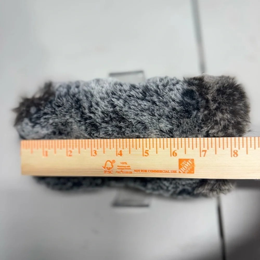 Faux Fur Clutch Bag With Chain Strap Gray White Black Plush Evening Purse